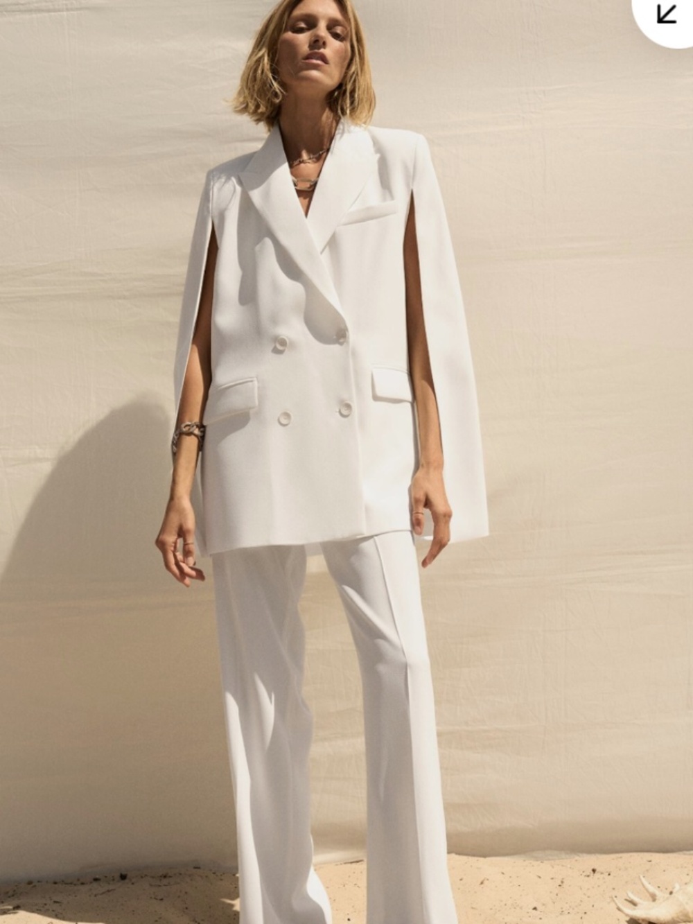 Zara White double breasted Cape/Blazer, XL, GP1611 - Picture 4 of 13